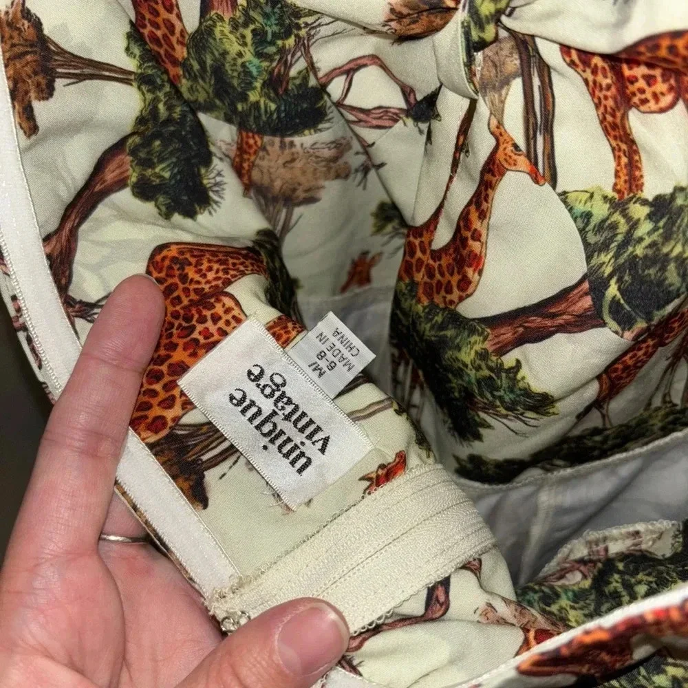 NWOT Unique Vintage 1970s Giraffe Print Halter Jumpsuit